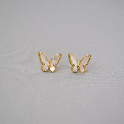 Shell mother butterfly earrings-Jewearrings