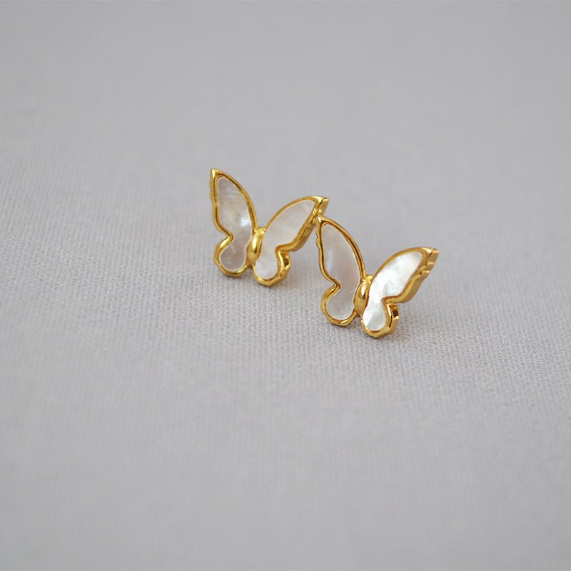 Shell mother butterfly earrings-Jewearrings