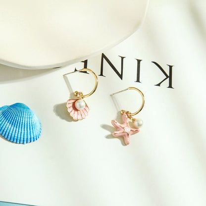 Shell pearl earrings-Jewearrings