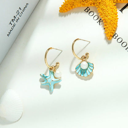 Shell pearl earrings-Jewearrings