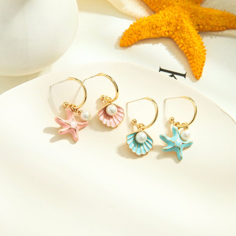 Shell pearl earrings-Jewearrings