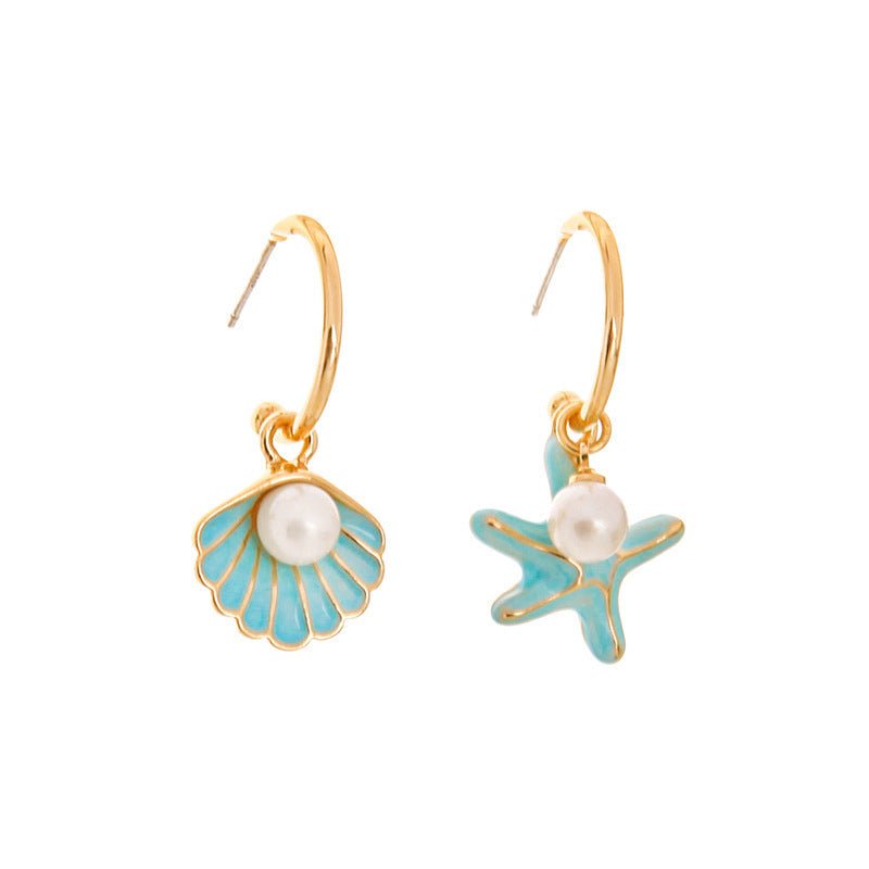 Shell pearl earrings-Jewearrings