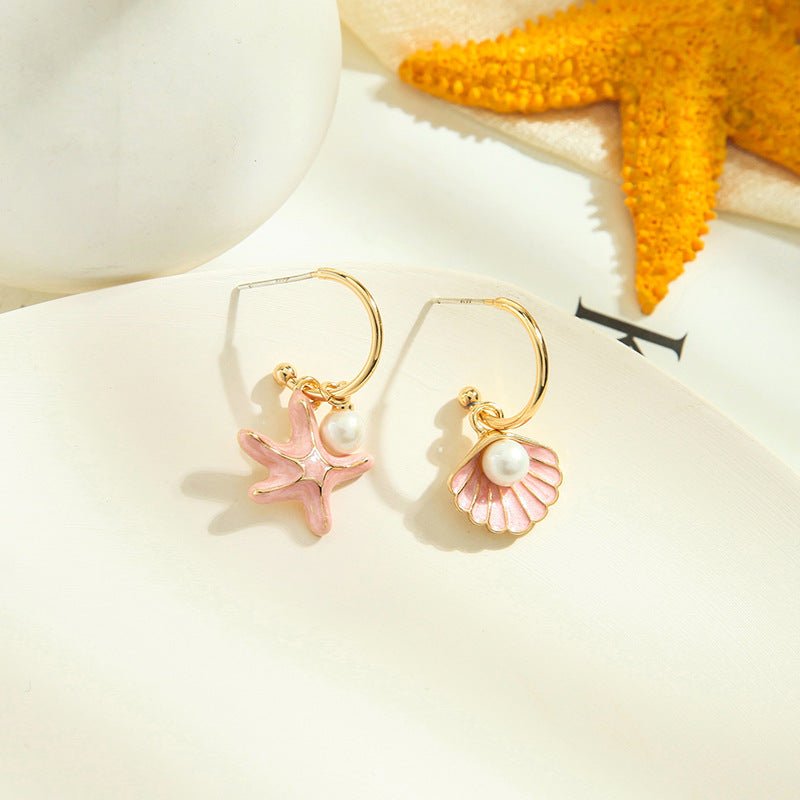 Shell pearl earrings-Jewearrings