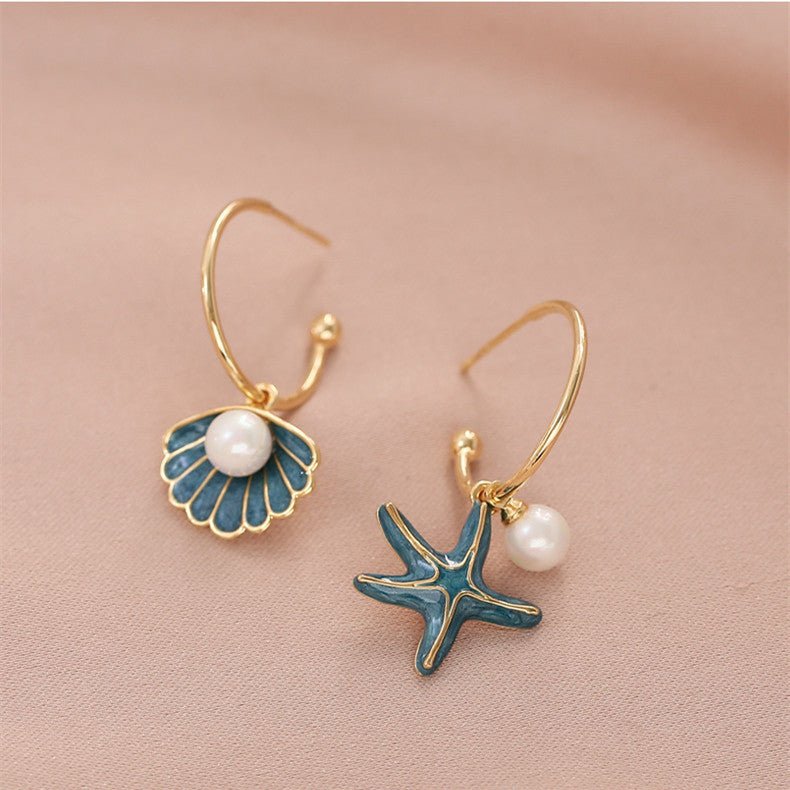 Shell pearl earrings-Jewearrings