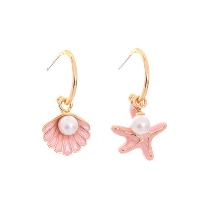 Shell pearl earrings-Jewearrings