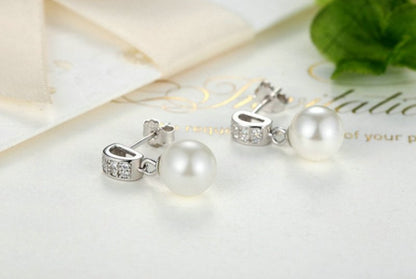 Shell pearl earrings-Jewearrings