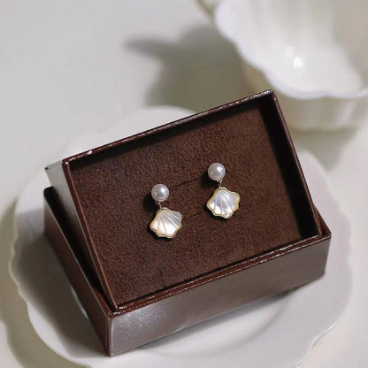 Shell Pearl Stud Earrings Small Design High Sense-Jewearrings