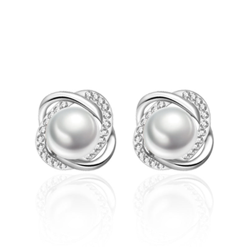 Shell Pearl Twist Earrings-Jewearrings