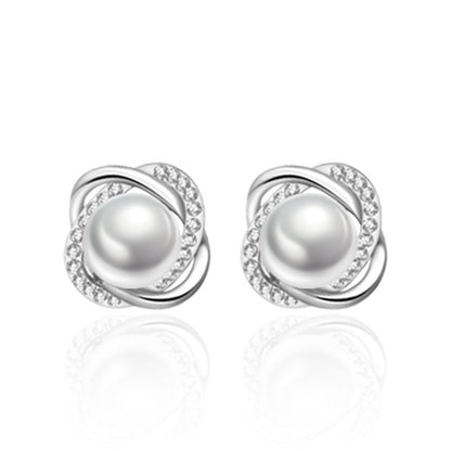 Shell Pearl Twist Earrings-Jewearrings