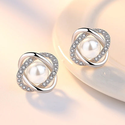 Shell Pearl Twist Earrings-Jewearrings