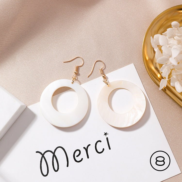 Shell petal geometric earrings-Jewearrings