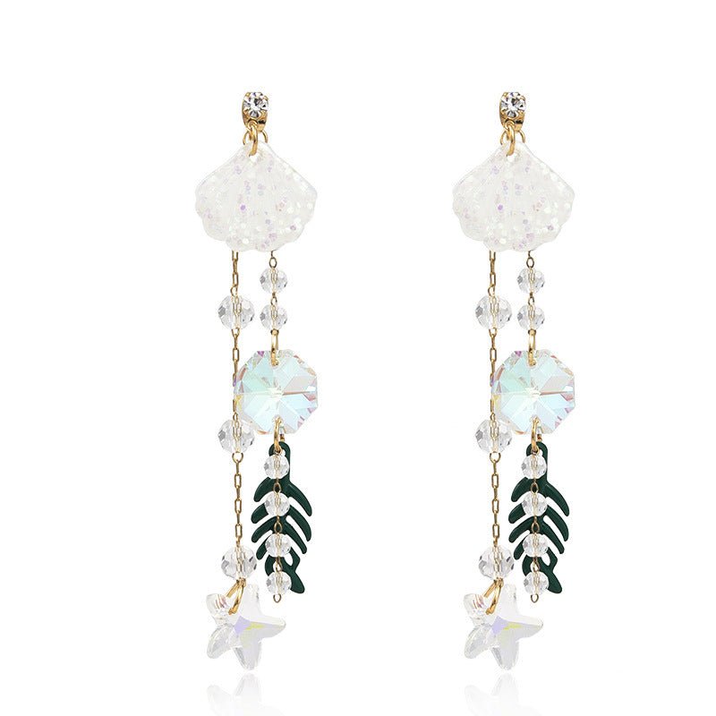 Shell tassel earrings-Jewearrings