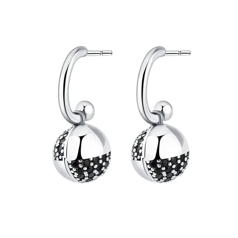 Shine Bright with 925 Sterling Silver Disco Ball Earrings-Jewearrings