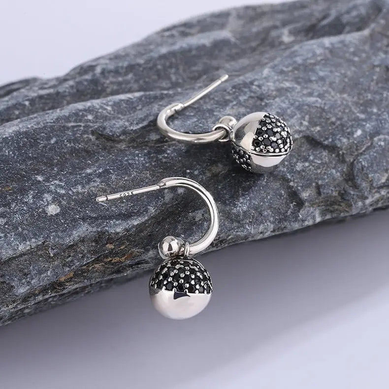 Shine Bright with 925 Sterling Silver Disco Ball Earrings-Jewearrings