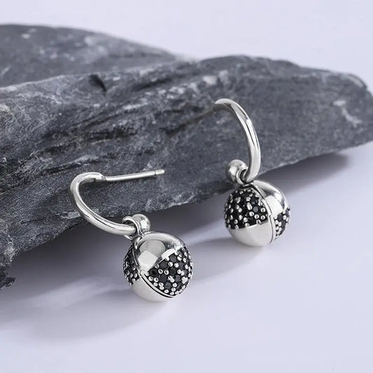 Shine Bright with 925 Sterling Silver Disco Ball Earrings-Jewearrings