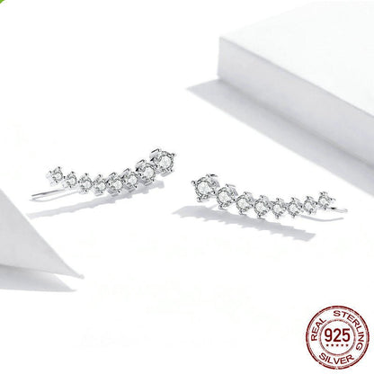 Shiny Beam S925 Silver Stud Earrings Fashionable Diamond Sterling-Jewearrings