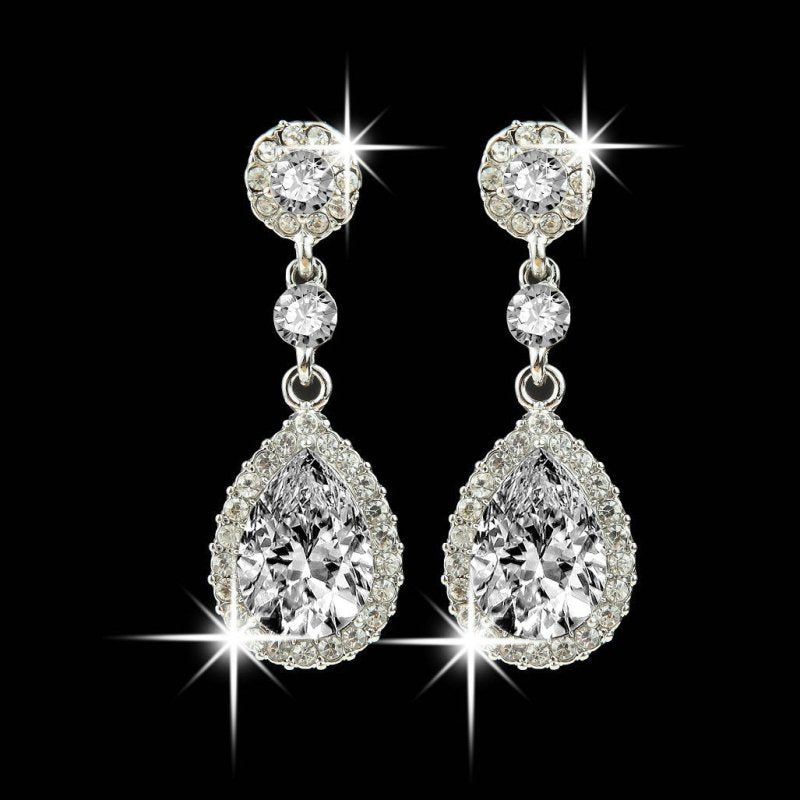 Shiny drop crystal earrings-Jewearrings