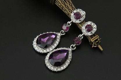 Shiny drop crystal earrings-Jewearrings