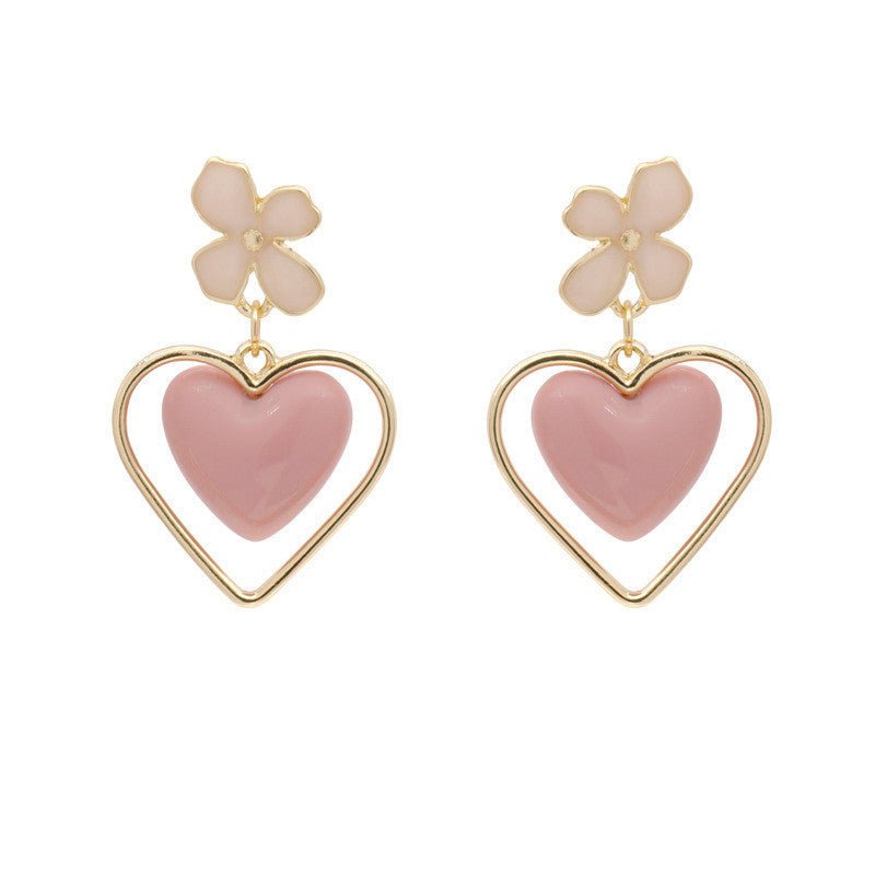 Short Earrings Acrylic Love Heart Shaped Personalized Earrings-Jewearrings