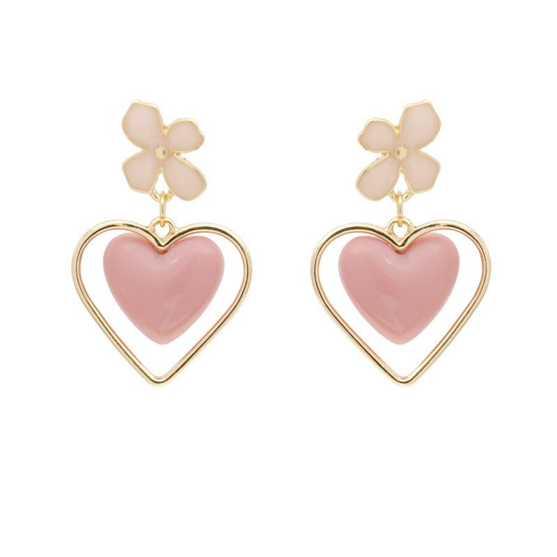 Short Earrings Acrylic Love Heart Shaped Personalized Earrings-Jewearrings