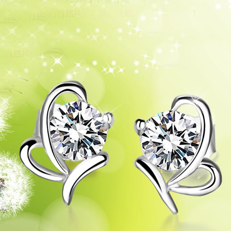 Silver Butterfly Studs Diamond Silver Earrings Zircon-Jewearrings