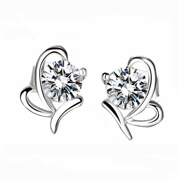 Silver Butterfly Studs Diamond Silver Earrings Zircon-Jewearrings