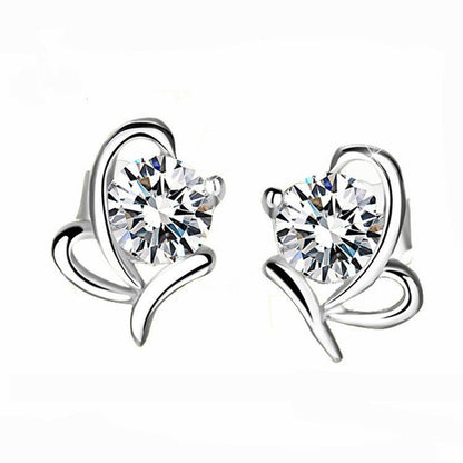 Silver Butterfly Studs Diamond Silver Earrings Zircon-Jewearrings