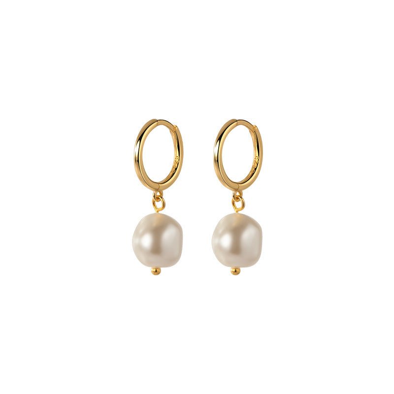 Silver Irregular Baroque Pearl Earrings For Women-Jewearrings