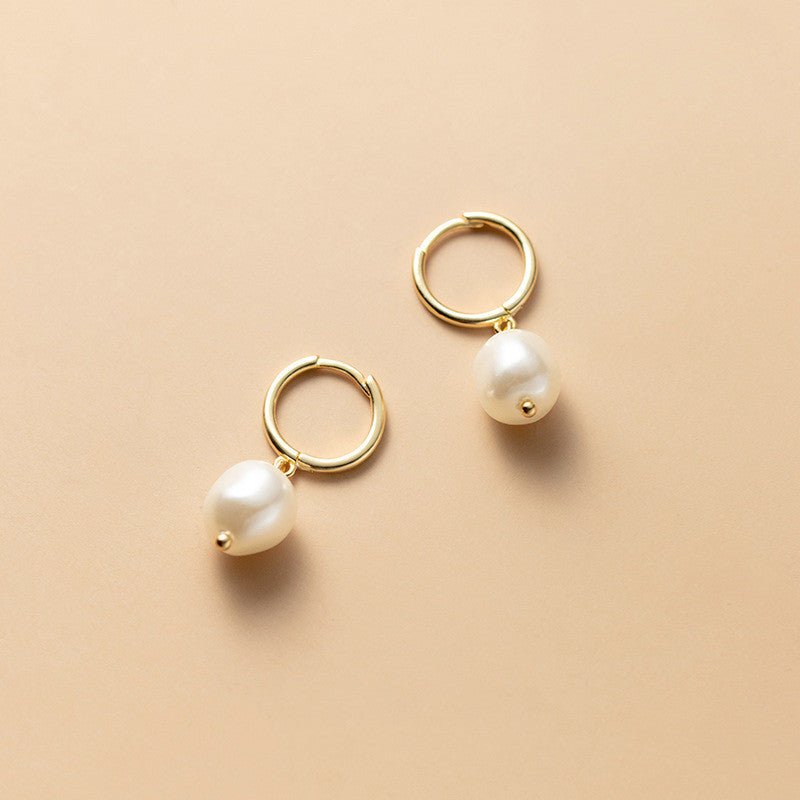 Silver Irregular Baroque Pearl Earrings For Women-Jewearrings