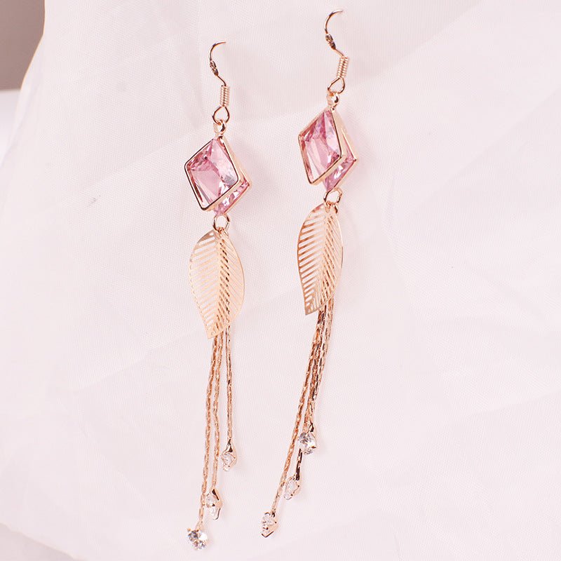 Silver Long Fringe Earrings Fashion Elegant Zircon-Jewearrings