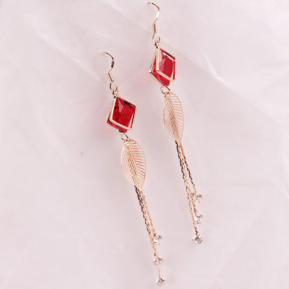 Silver Long Fringe Earrings Fashion Elegant Zircon-Jewearrings