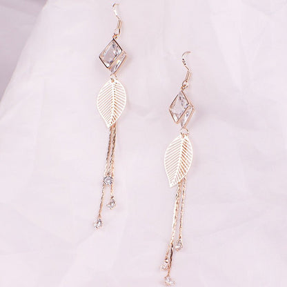 Silver Long Fringe Earrings Fashion Elegant Zircon-Jewearrings