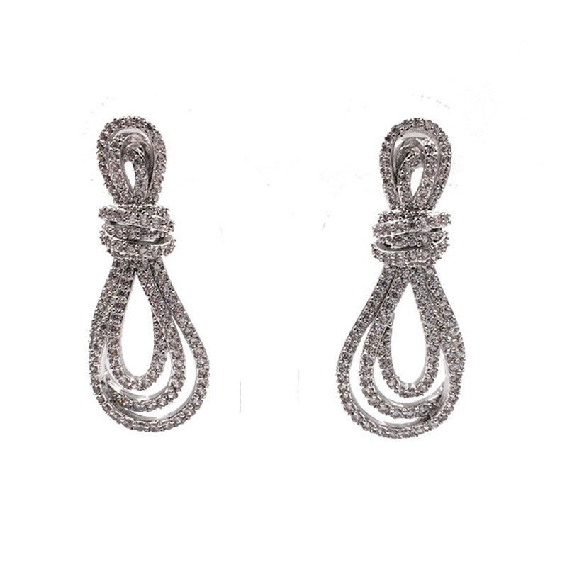 Silver Needle Big Brand Temperament Full Diamond Earrings-Jewearrings