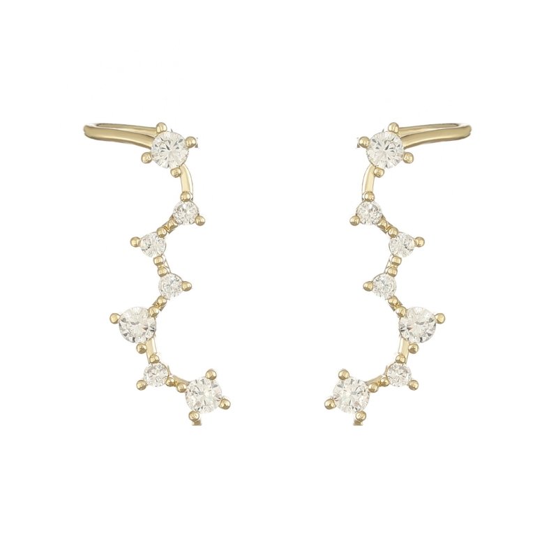 Silver Needle Big Dipper Shaped Sparkling Diamond Zircon Temperament Female Earrings-Jewearrings