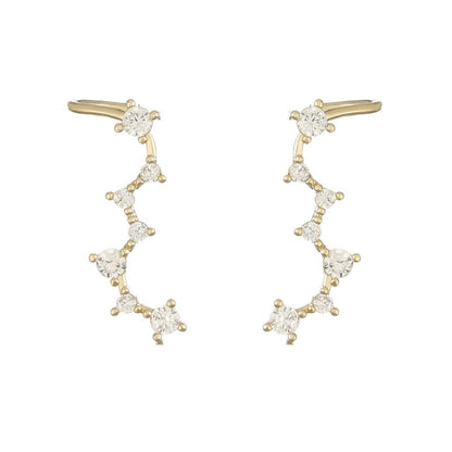 Silver Needle Big Dipper Shaped Sparkling Diamond Zircon Temperament Female Earrings-Jewearrings