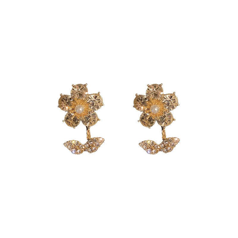 Silver Needle Dinner Style Ladies Temperament Flower Stud Earrings-Jewearrings