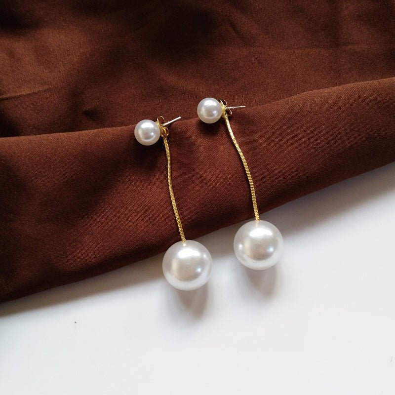 Silver Needle Elegant Baroque Temperament Simple Long Tassel Pearl Earrings Japanese And Korean Ladies Students-Jewearrings