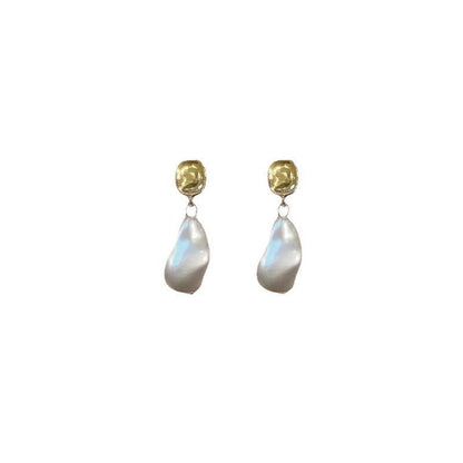 Silver Needle French Retro Baroque Shaped Pearl Earrings-Jewearrings