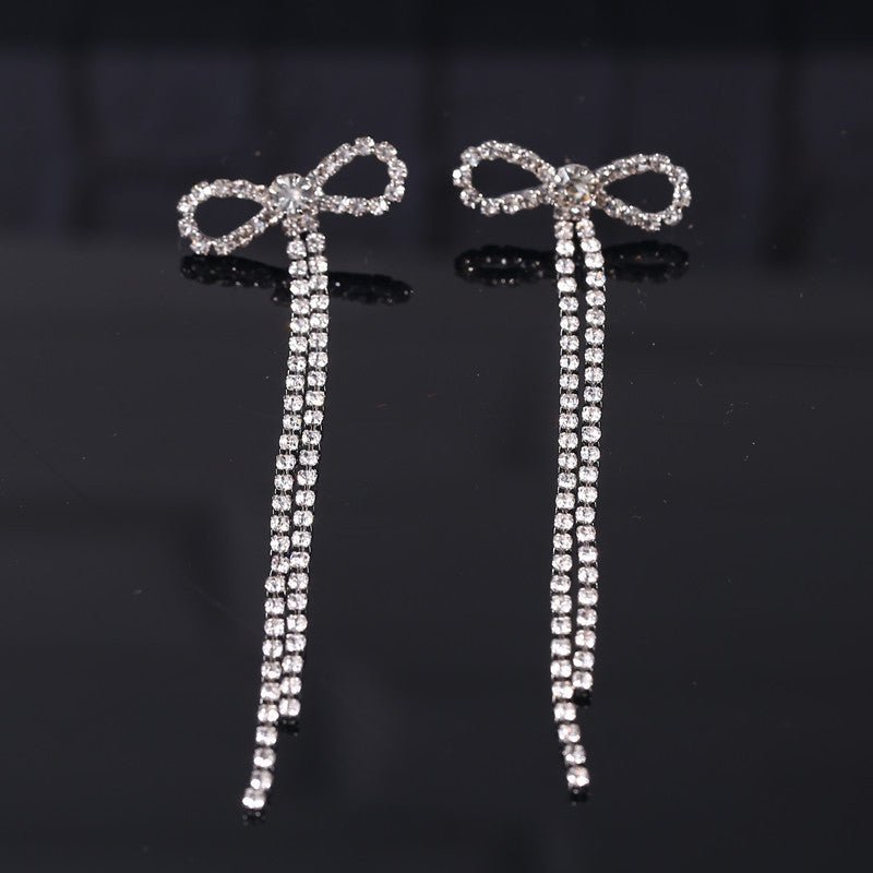 Silver Needle Full Diamond Geometric Butterfly Earrings Fashion-Jewearrings