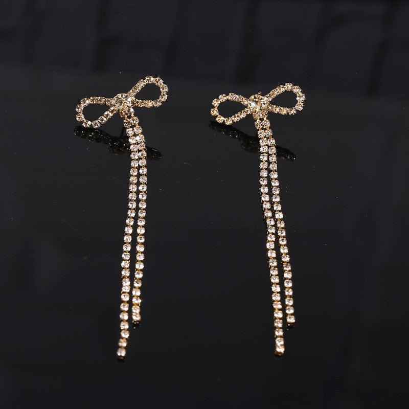 Silver Needle Full Diamond Geometric Butterfly Earrings Fashion-Jewearrings