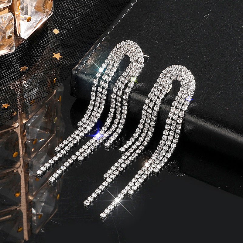 Silver Needle Full Diamond Geometric Butterfly Earrings Fashion-Jewearrings