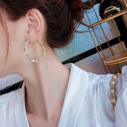 Silver Needle Korean High Temperament Circle Big Earrings Exaggerated Earring Trend-Jewearrings