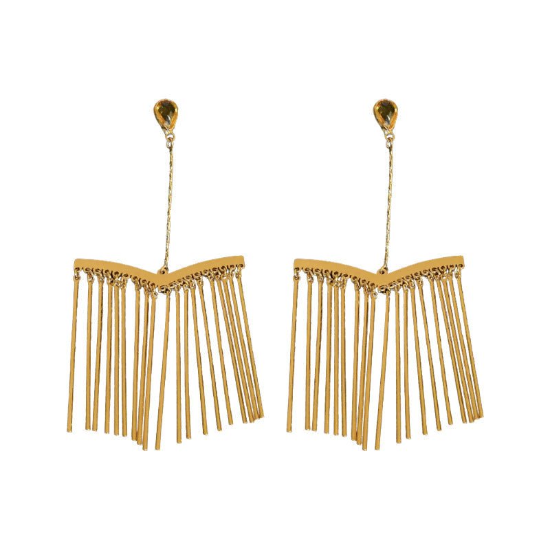 Silver Needle Metal Long Fringe Earrings-Jewearrings