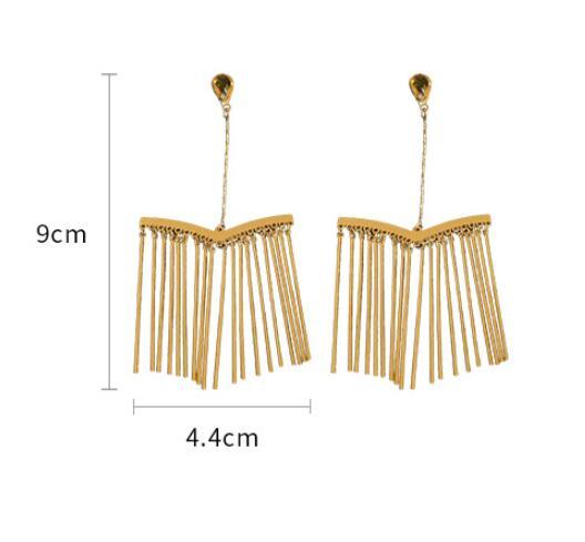 Silver Needle Metal Long Fringe Earrings-Jewearrings