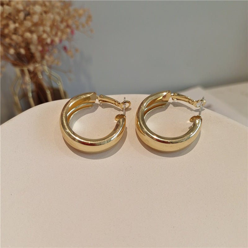 Silver Needle Personality Big Ear Ring Metal Mirror Earrings-Jewearrings