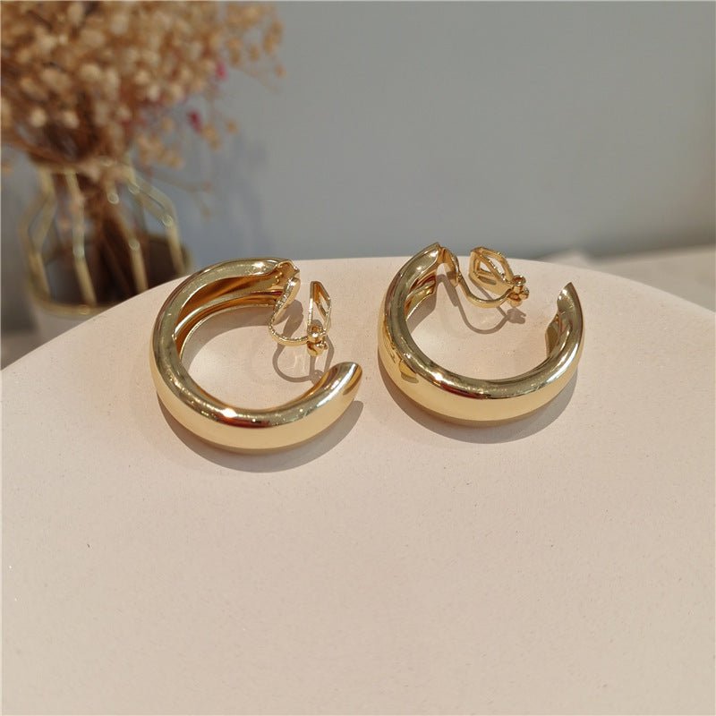 Silver Needle Personality Big Ear Ring Metal Mirror Earrings-Jewearrings