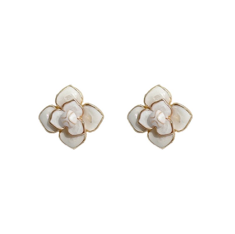 Silver Needle Women's New Cute Flower Shell Earrings-Jewearrings