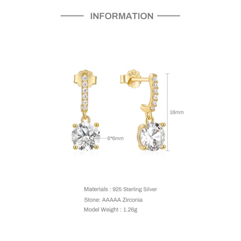 Silver Personality Four-claw Zircon With Diamond Stud Earrings-Jewearrings