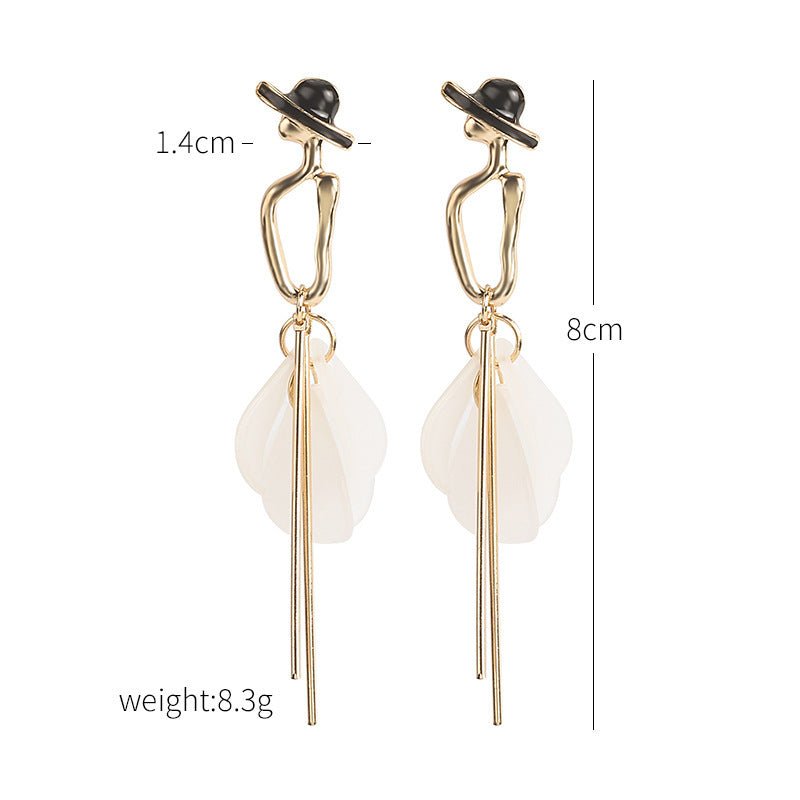 Silver Pin Ballerina Long Stud Earrings-Jewearrings