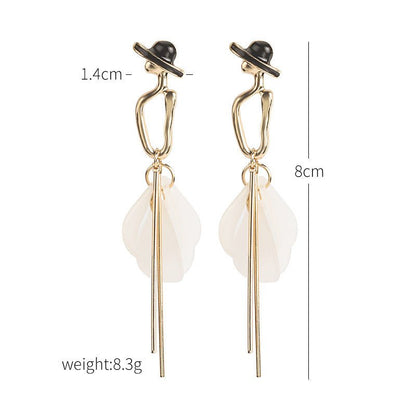 Silver Pin Ballerina Long Stud Earrings-Jewearrings